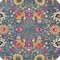 Homeroots 5 ft. Round Denim Blue Florals Distressed Area Rug 385177 - alternate 3